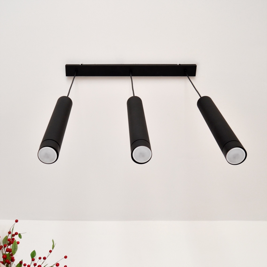 LED Lampadario a sospensione con filo TUBA 3xGU10/4,8W/230V nero