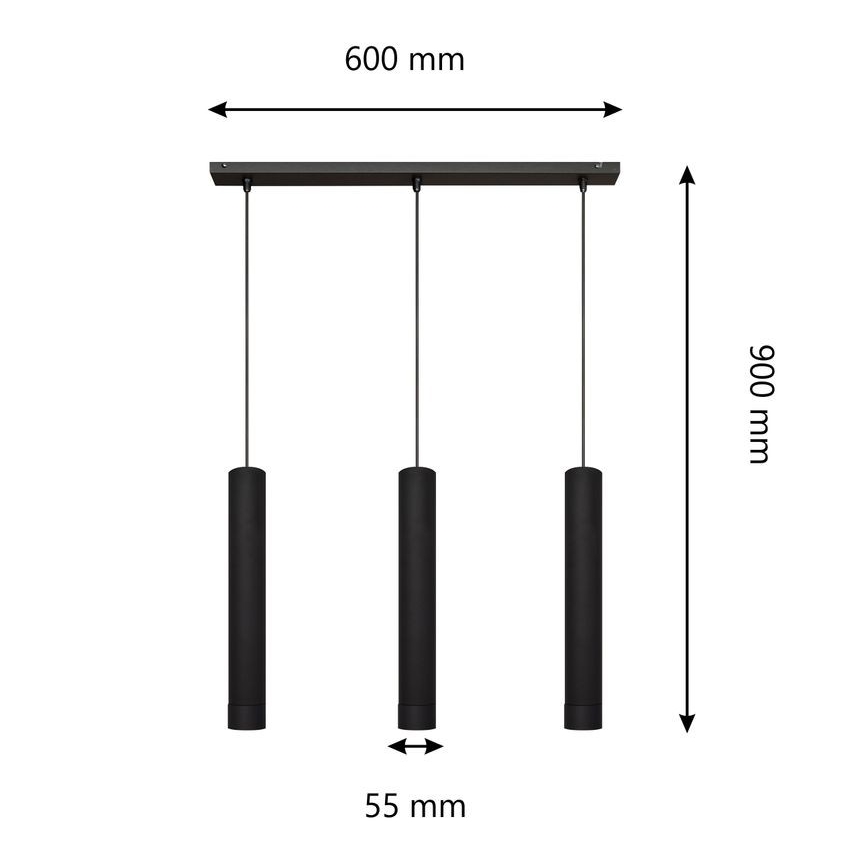 LED Lampadario a sospensione con filo TUBA 3xGU10/4,8W/230V nero