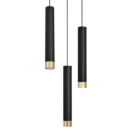 LED Lampadario a sospensione con filo TUBA 3xGU10/6,5W/230V nero/oro