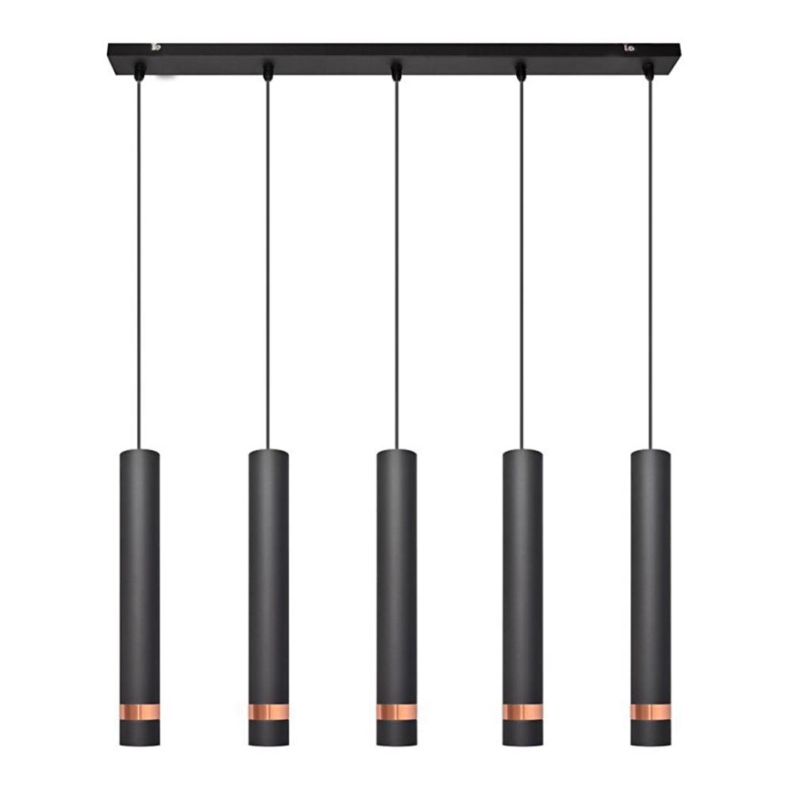 LED Lampadario a sospensione con filo TUBA 5xGU10/6,5W/230V nero/rame