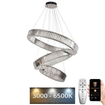 LED Lampadario di cristallo dimmerabile a filo LED/115W/230V 3000-6500K cromo lucido + telecomando