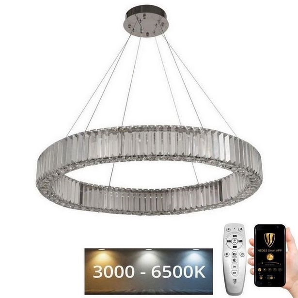 LED Lampadario di cristallo dimmerabile a filo LED/50W/230V 3000-6500K cromo lucido + telecomando