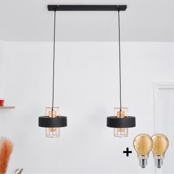 LED Lampadario LED a sospensione con filo VOLTA 2xE27/15W/230V nero/oro
