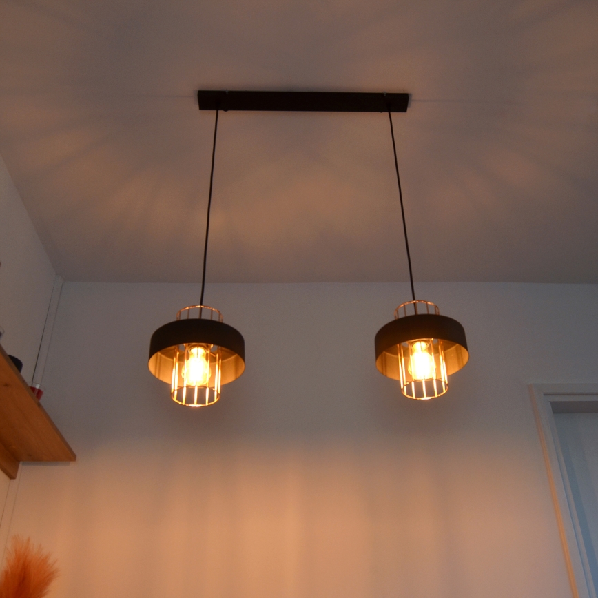 LED Lampadario LED a sospensione con filo VOLTA 2xE27/15W/230V nero/oro