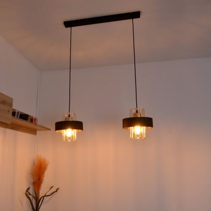 LED Lampadario LED a sospensione con filo VOLTA 2xE27/15W/230V nero/oro