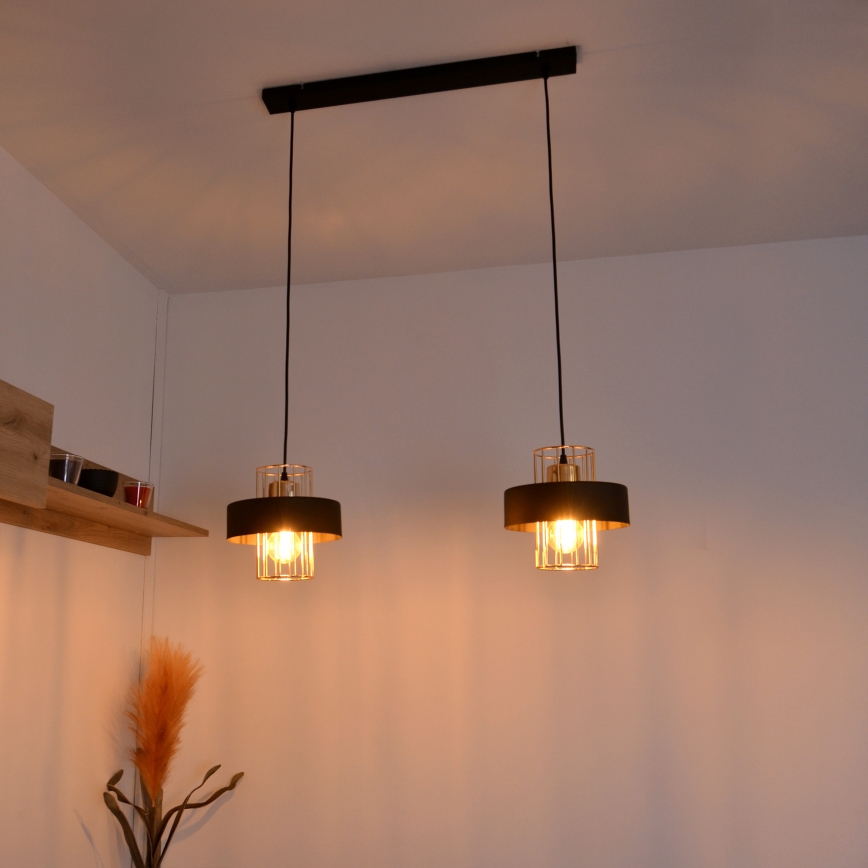 LED Lampadario LED a sospensione con filo VOLTA 2xE27/15W/230V nero/oro