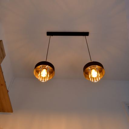 LED Lampadario LED a sospensione con filo VOLTA 2xE27/15W/230V nero/oro