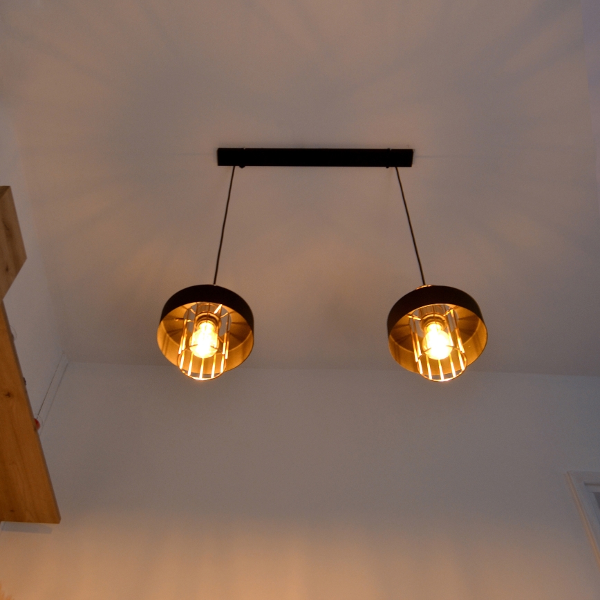 LED Lampadario LED a sospensione con filo VOLTA 2xE27/15W/230V nero/oro