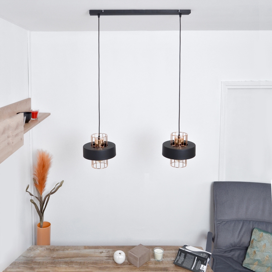 LED Lampadario LED a sospensione con filo VOLTA 2xE27/15W/230V nero/oro