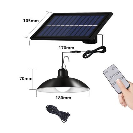 LED Lampadario solare dimmerabile su filo LED/1,8W/3,7V IP44 6500K 1600 mAh + telecomando