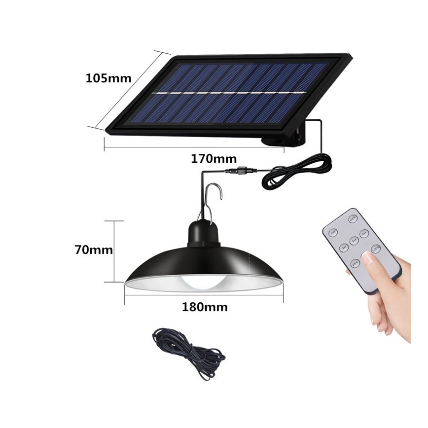 LED Lampadario solare dimmerabile su filo LED/1,8W/3,7V IP44 6500K 1600 mAh + telecomando