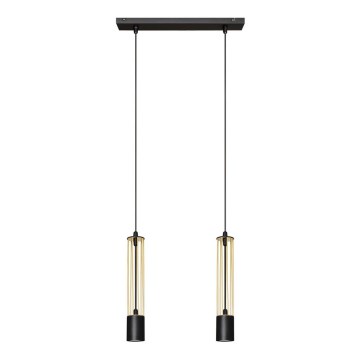 LED Lampadario su corda BARS 2xGU10/4,8W/230V nero/dorato