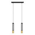 LED Lampadario su corda BARS 2xGU10/4,8W/230V nero/dorato