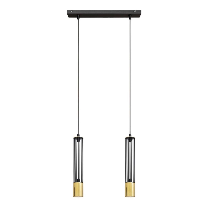 LED Lampadario su corda BARS 2xGU10/4,8W/230V nero/dorato
