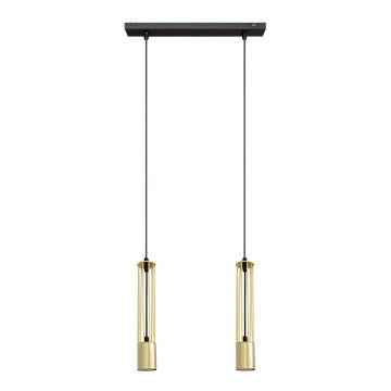 LED Lampadario su corda BARS 2xGU10/4,8W/230V oro/nero