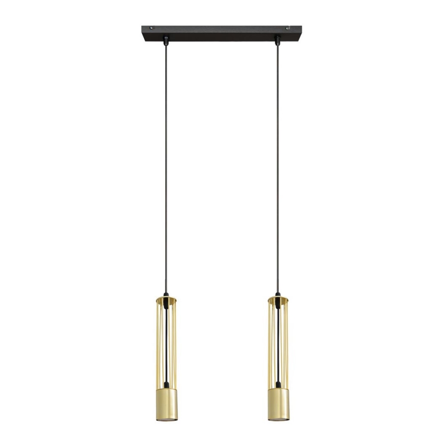 LED Lampadario su corda BARS 2xGU10/4,8W/230V oro/nero
