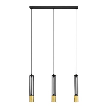 LED Lampadario su corda BARS 3xGU10/4,8W/230V nero/dorato