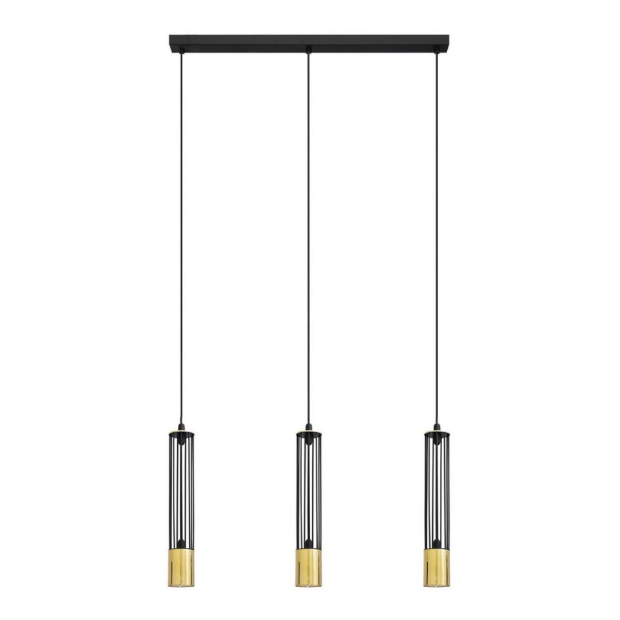 LED Lampadario su corda BARS 3xGU10/4,8W/230V nero/dorato