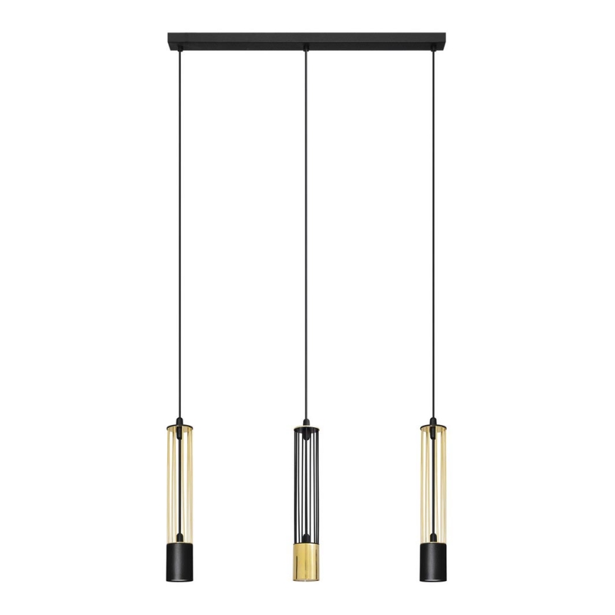 LED Lampadario su corda BARS 3xGU10/4,8W/230V nero/oro