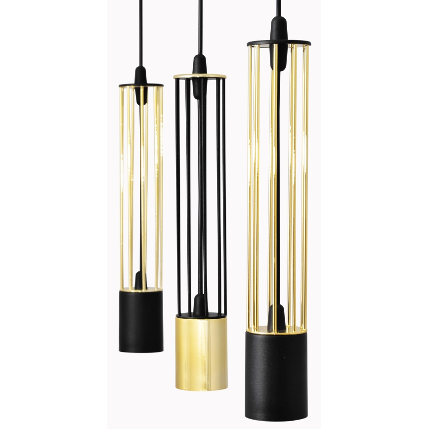 LED Lampadario su corda BARS 3xGU10/4,8W/230V nero/oro