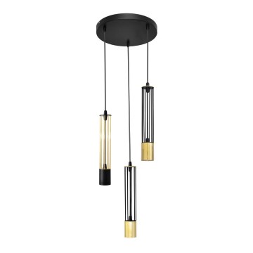 LED Lampadario su corda  BARS 3xGU10/4,8W/230V nero/oro