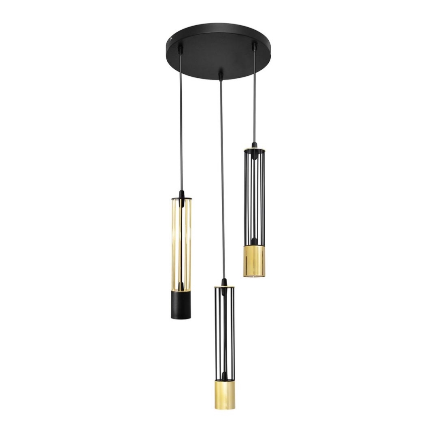 LED Lampadario su corda  BARS 3xGU10/4,8W/230V nero/oro