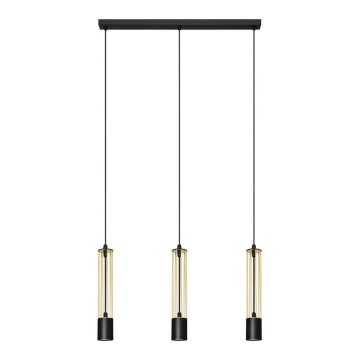 LED Lampadario su corda BARS 3xGU10/4,8W/230V oro/nero