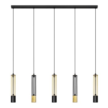 LED Lampadario su corda BARS 5xGU10/4,8W/230V nero/dorato