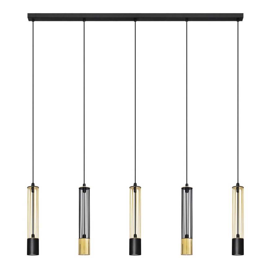 LED Lampadario su corda BARS 5xGU10/4,8W/230V nero/dorato