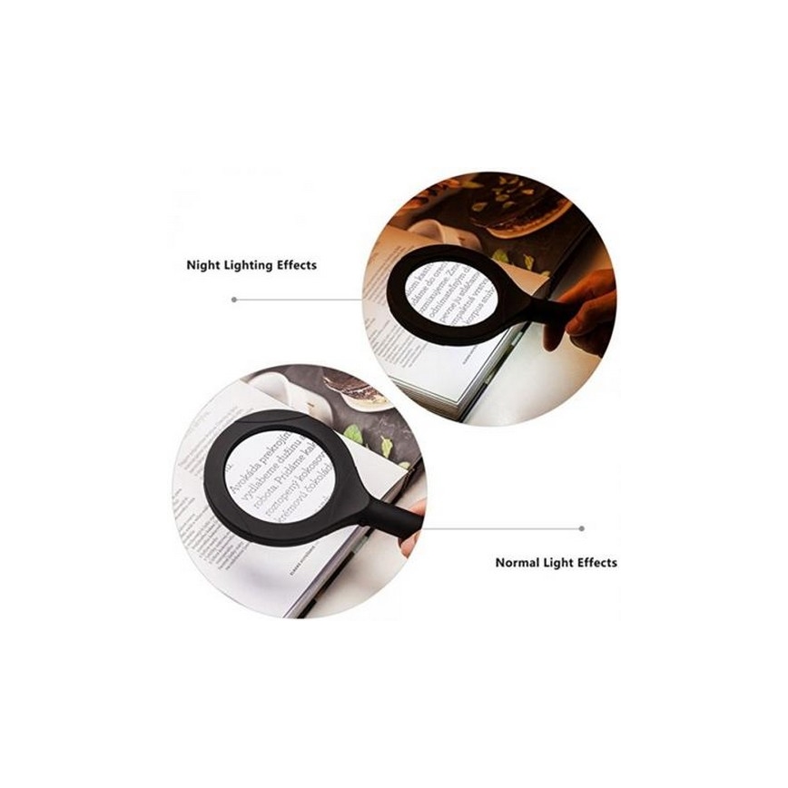 LED Lente d'ingrandimento 5×ZOOM con retroilluminazione LED/3W/2xAA IP44