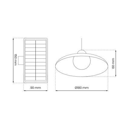 LED Lampada a sospensione solare dimmerabile con sensore crepuscolare LED/6W/3,7V 800 mAh IP44 + telecomando