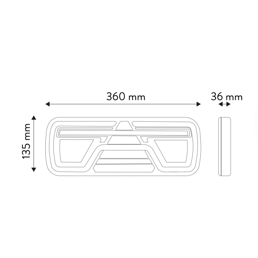 LED Luce combinata con indicatore di direzione dinamico LED/10-30V IP67 destra