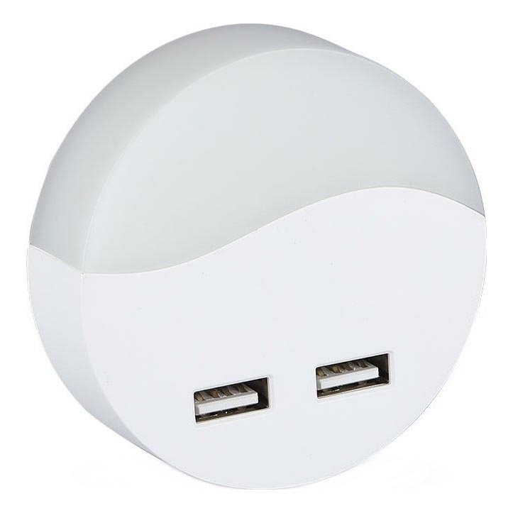 LED Luce notturna con sensore crepuscolare 2xUSB LED/0,45W/230V 3000K