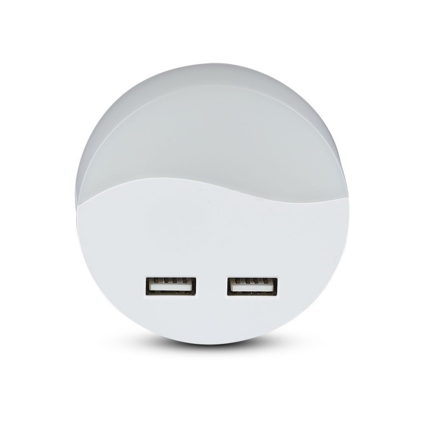LED Luce notturna con sensore crepuscolare 2xUSB LED/0,45W/230V 3000K