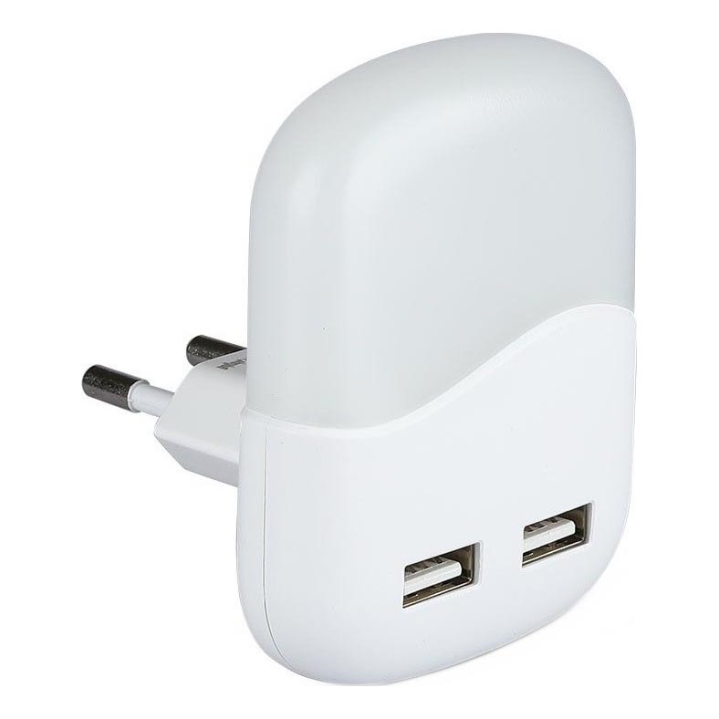 LED Luce notturna con sensore crepuscolare 2xUSB LED/0,45W/230V 3000K