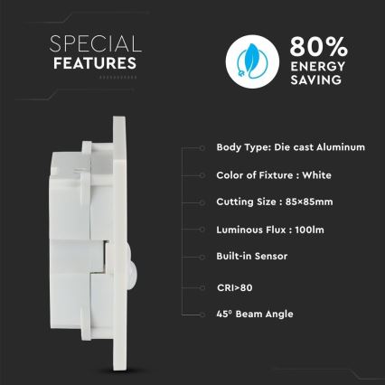 LED Luce per scale con sensore di movimento LED/3W/230V 4000K bianco