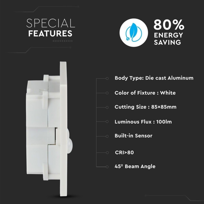 LED Luce per scale con sensore di movimento LED/3W/230V 4000K bianco