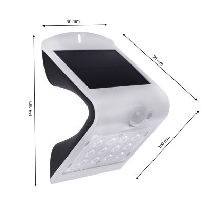 LED Luce solare con sensore crepuscolare e di movimento LED/1,5W/1200 mAh 3,7V IP65