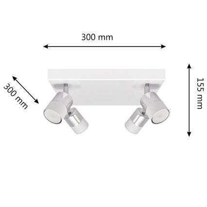 LED Luce Spot a LED TUBSSON 4xGU10/4,8W/230V bianco/cromo lucido