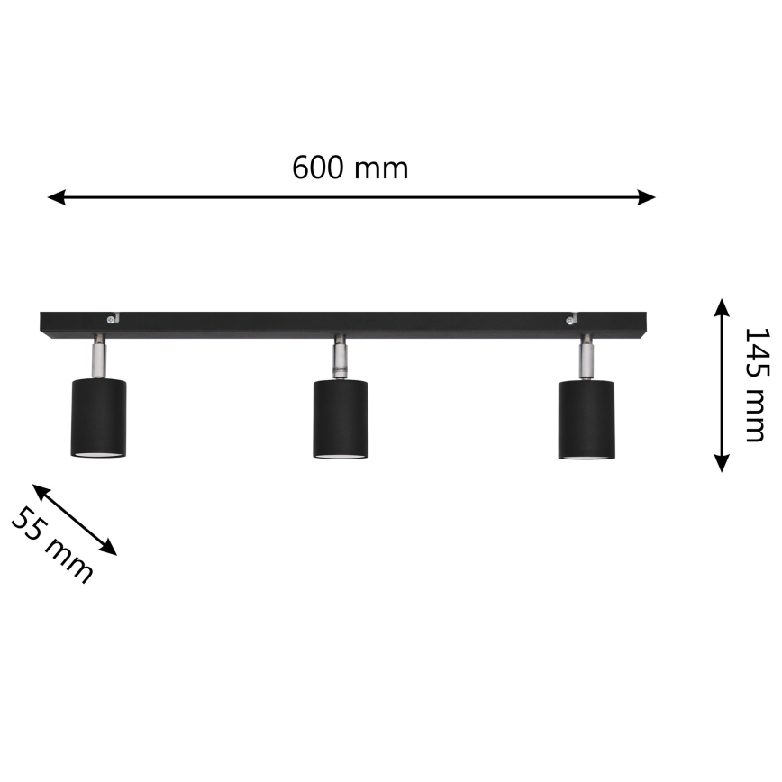 LED Luce Spot a LED TUNE 3xGU10/4,8W/230V nero