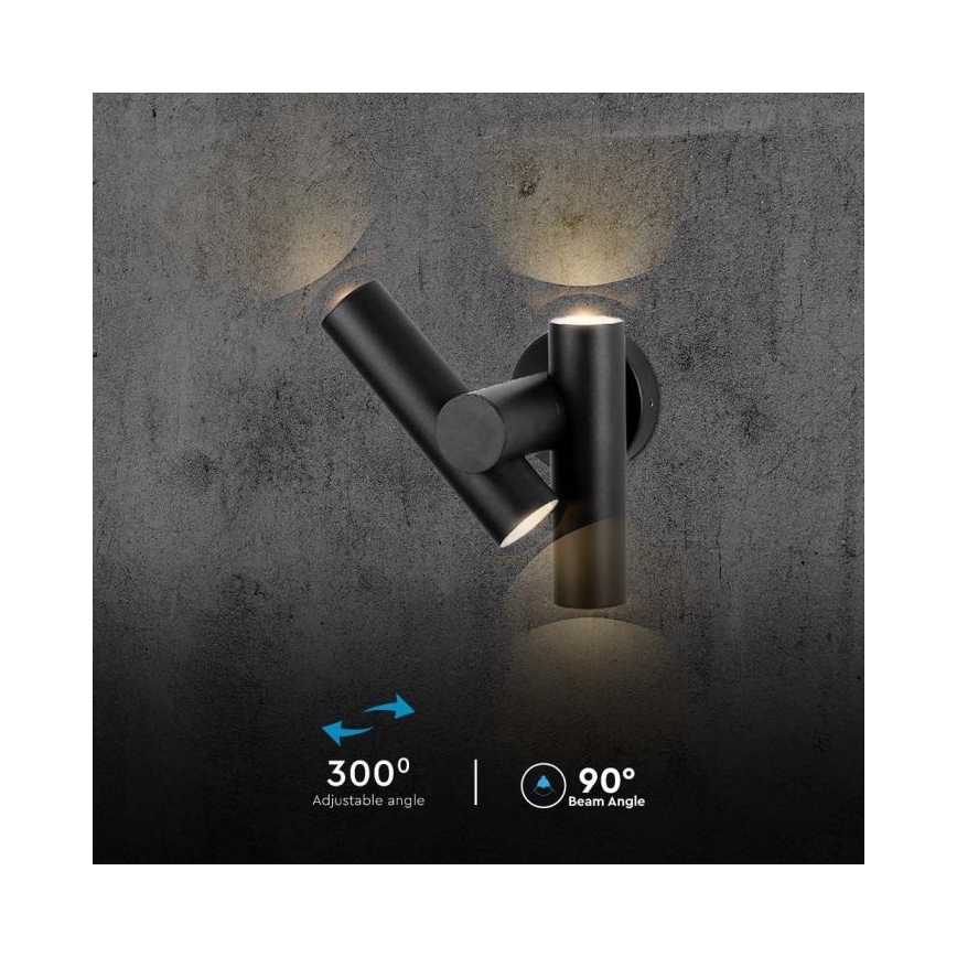 LED da esterno wall flexible Luce Spot 2xLED/3W/230V 4000K IP44 nero