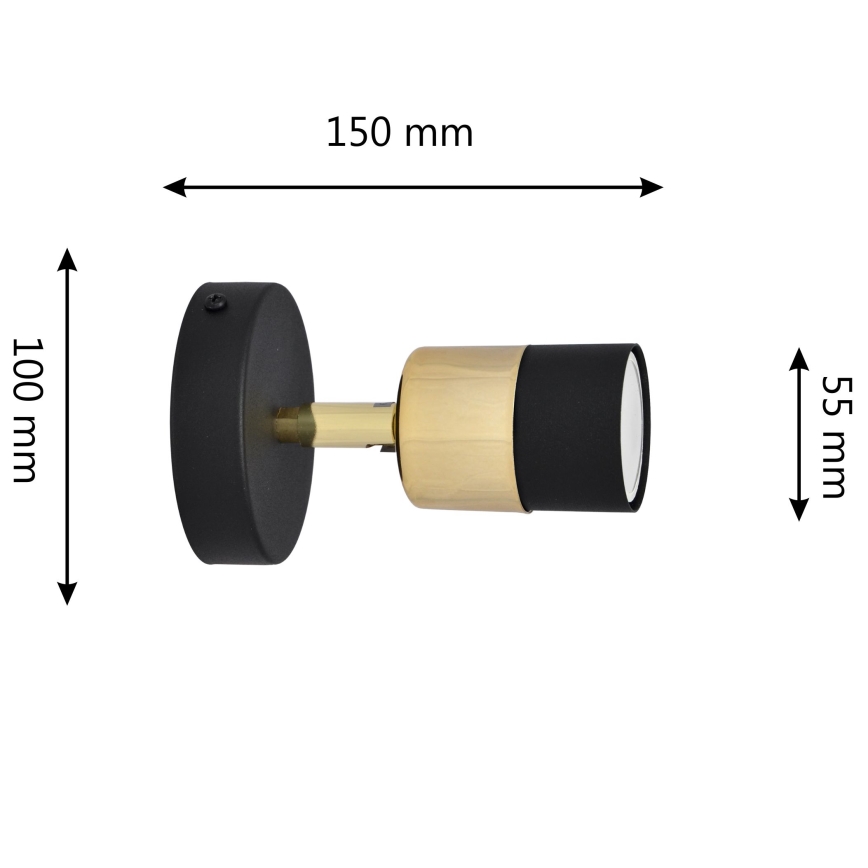 LED Luce Spot da parete a LED TUBSSON 1xGU10/4,8W/230V nero/oro