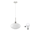 LED Pendente Lampada HARMA 1xE27/60W/230V dia. 30 cm cromo opaco/bianco