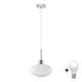 LED Pendente Lampada HARMA 1xE27/60W/230V diametro 25 cm cromo opaco/bianco