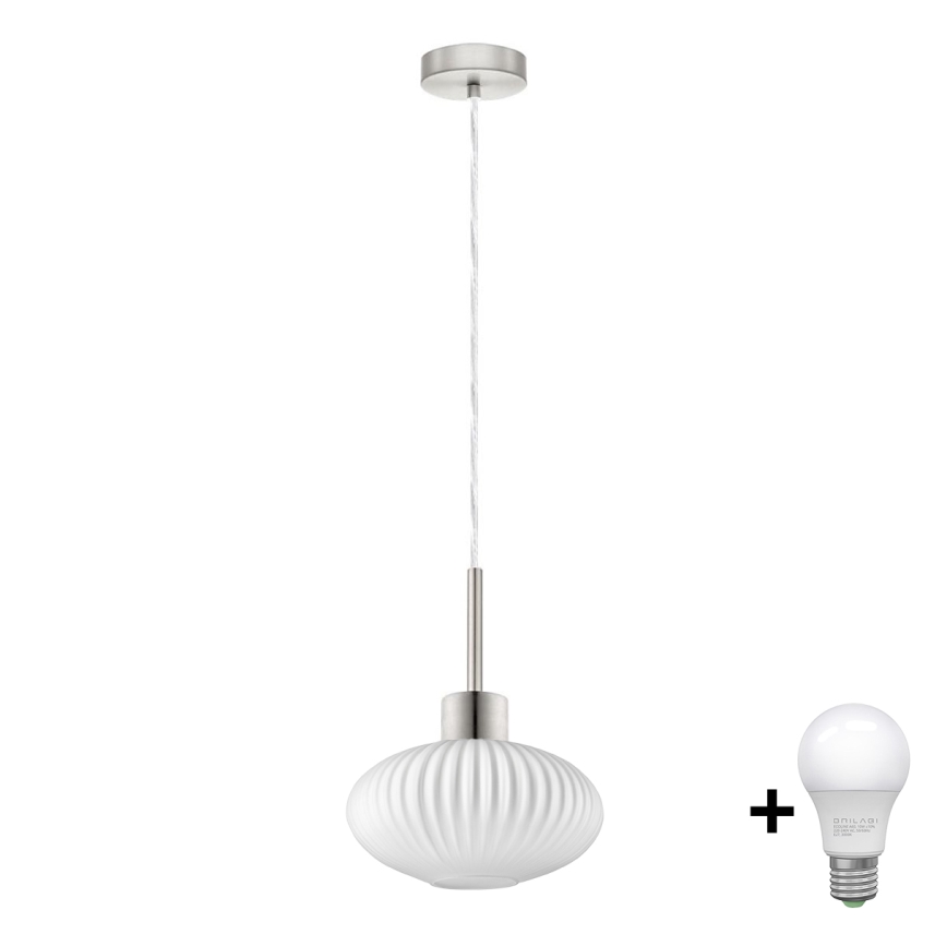 LED Pendente Lampada HARMA 1xE27/60W/230V diametro 25 cm cromo opaco/bianco