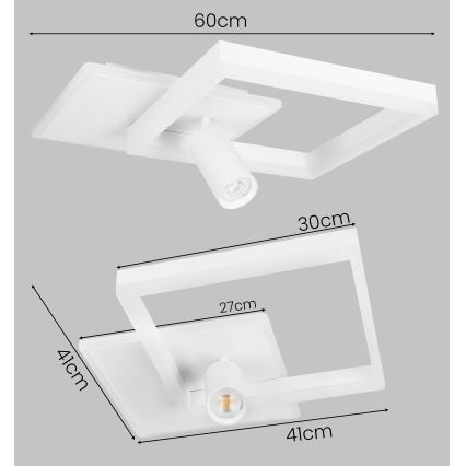 LED Plafoniera LED/38W/230V + 1xGU10/30W bianca