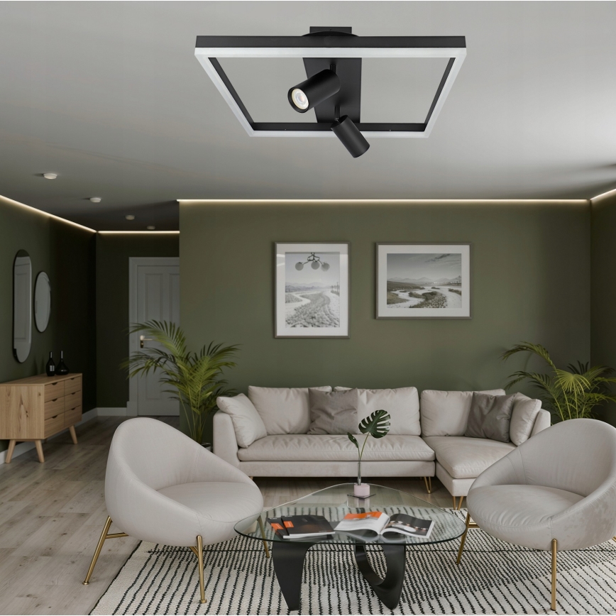 LED Plafoniera LED/38W/230V + 2xGU10/30W nera