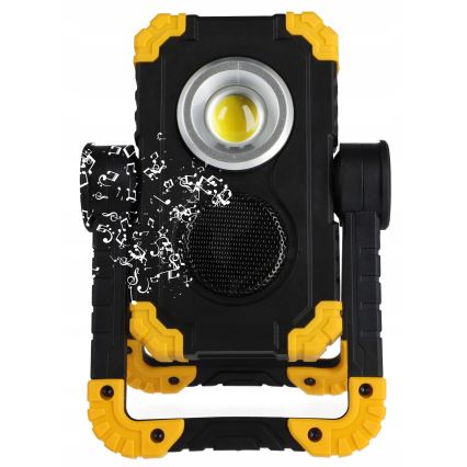Faro ricaricabile LED con altoparlante e funzione power bank LED/10W/5V 4400 mAh IP44 nero/giallo