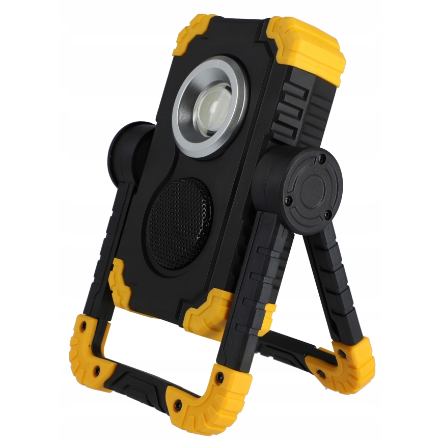 Faro ricaricabile LED con altoparlante e funzione power bank LED/10W/5V 4400 mAh IP44 nero/giallo