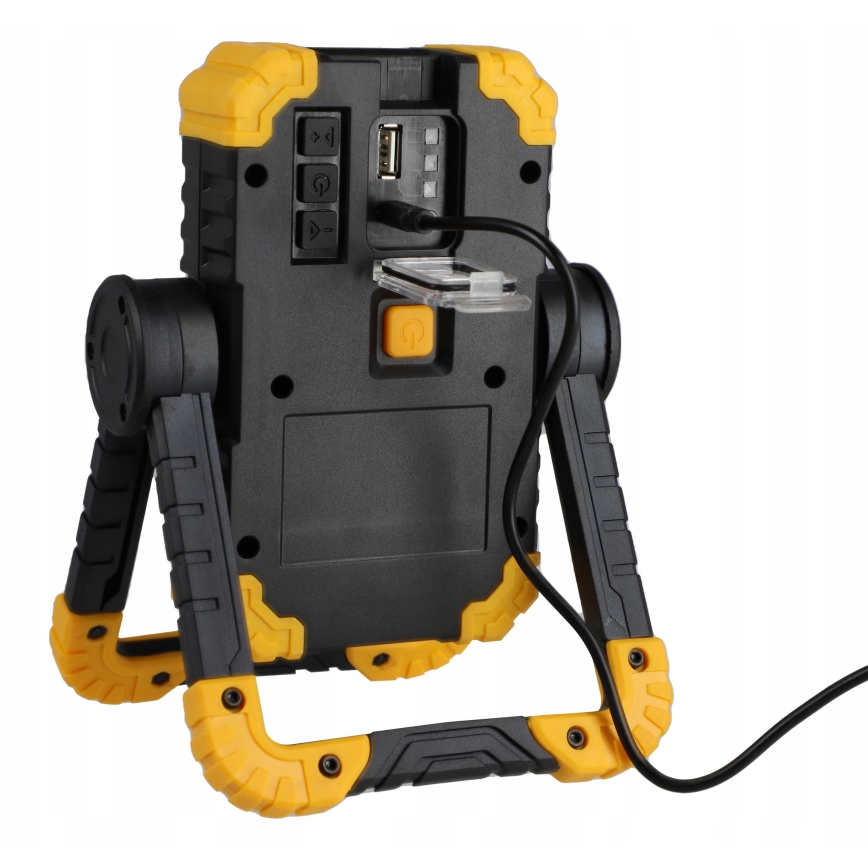 Faro ricaricabile LED con altoparlante e funzione power bank LED/10W/5V 4400 mAh IP44 nero/giallo